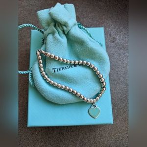 Return to Tiffany's silver bracelet with blue enamel